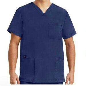 HH Works Healing Hands Scrub Shirt Men 2X Navy Blue Style 2331 Jake Short Sleeve